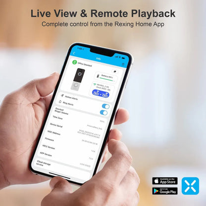 Rexing SDB1 + Free 2 Year Warranty Smart Wireless Video Doorbell Camera 1080p Recording with WiFi