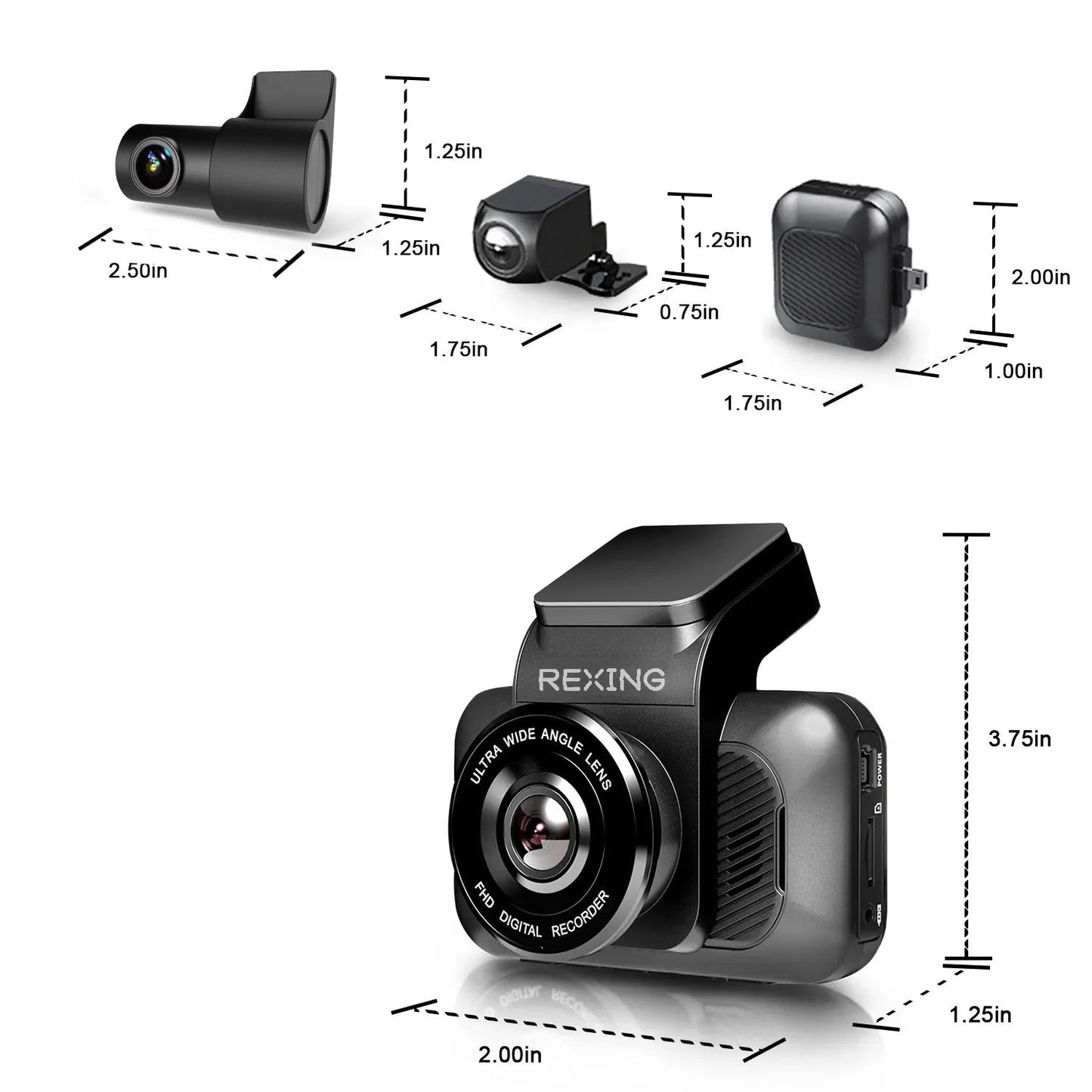 Rexing Waterproof Rear View Camera For V55 Premium 4K Modular Capabilities Car Dash Cam
