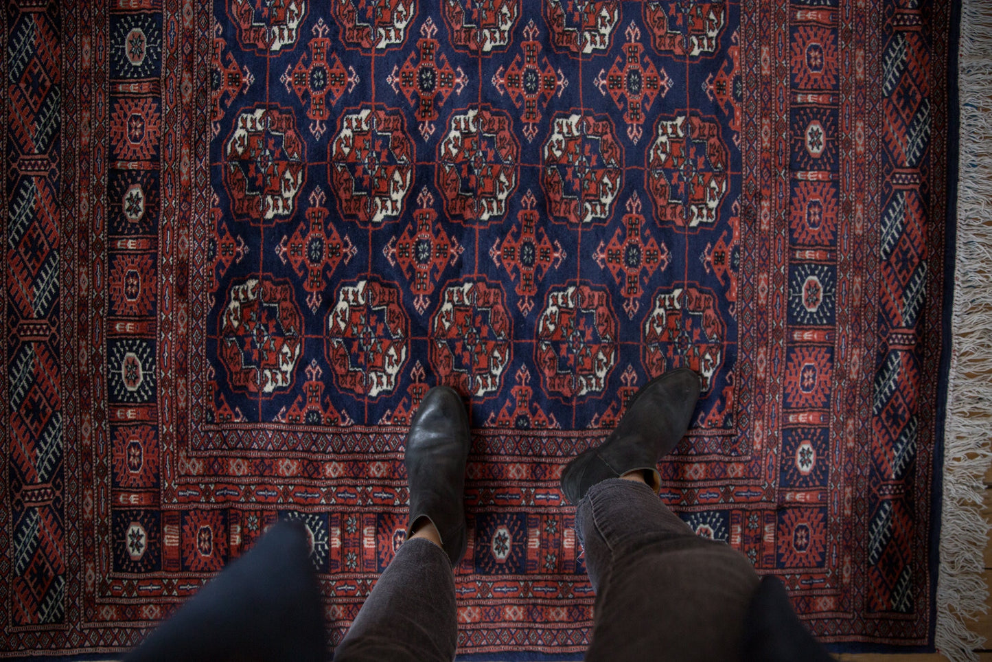 5x5 Vintage Fine Bokhara Square Rug