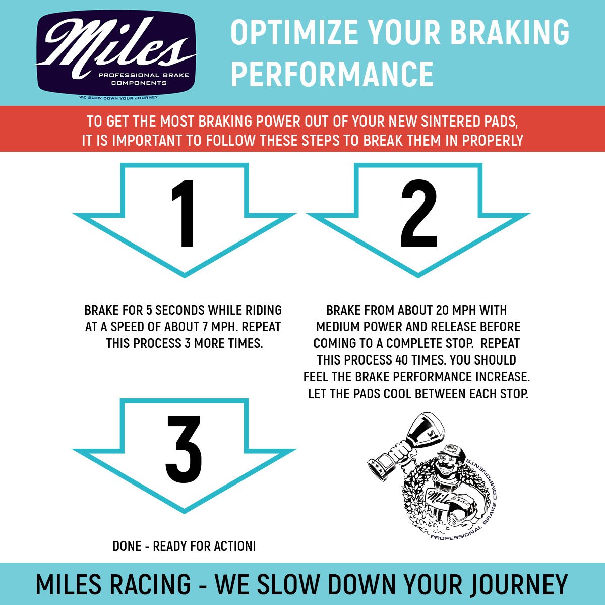 Miles Racing - Disc Brake Pads - Sintered - Shimano Deore, TEKTRO & More - MI-SIN-23