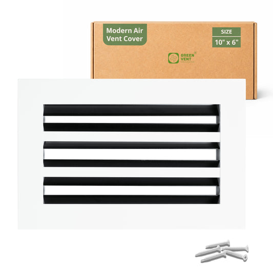 6x10 Air Vent Cover (Duct Opening) - White Aluminum Linear Slot Diffuser Type S