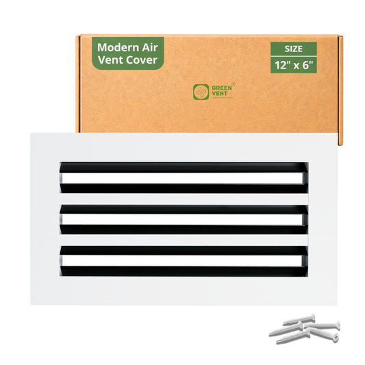 6x12 Air Vent Cover (Duct Opening) - White Aluminum Linear Slot Diffuser Type S
