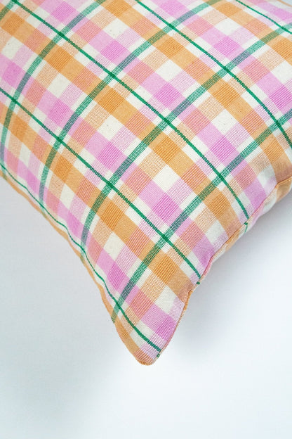 Marguerite Peach Plaid Pillow