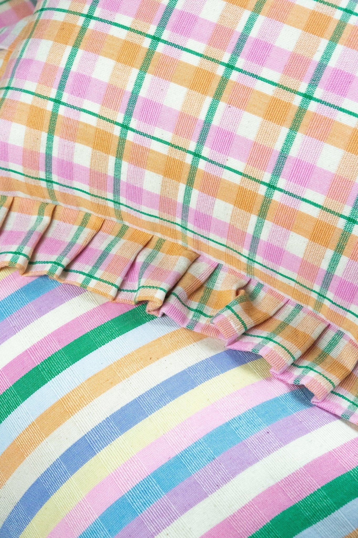 Marguerite Peach Plaid Pillow