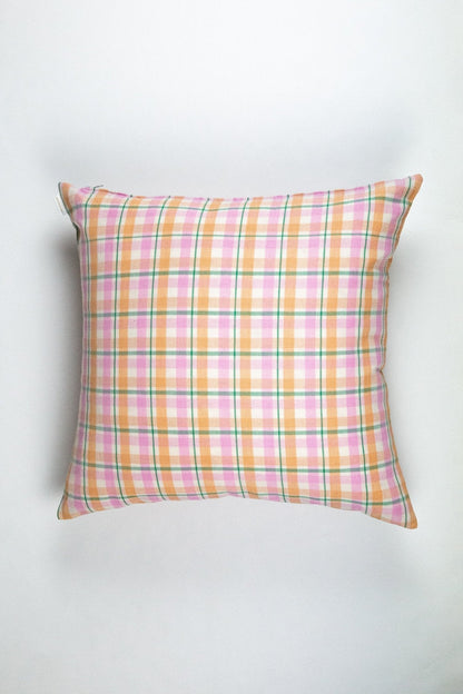 Marguerite Peach Plaid Pillow