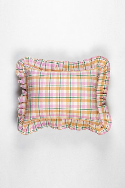 Marguerite Peach Plaid Pillow
