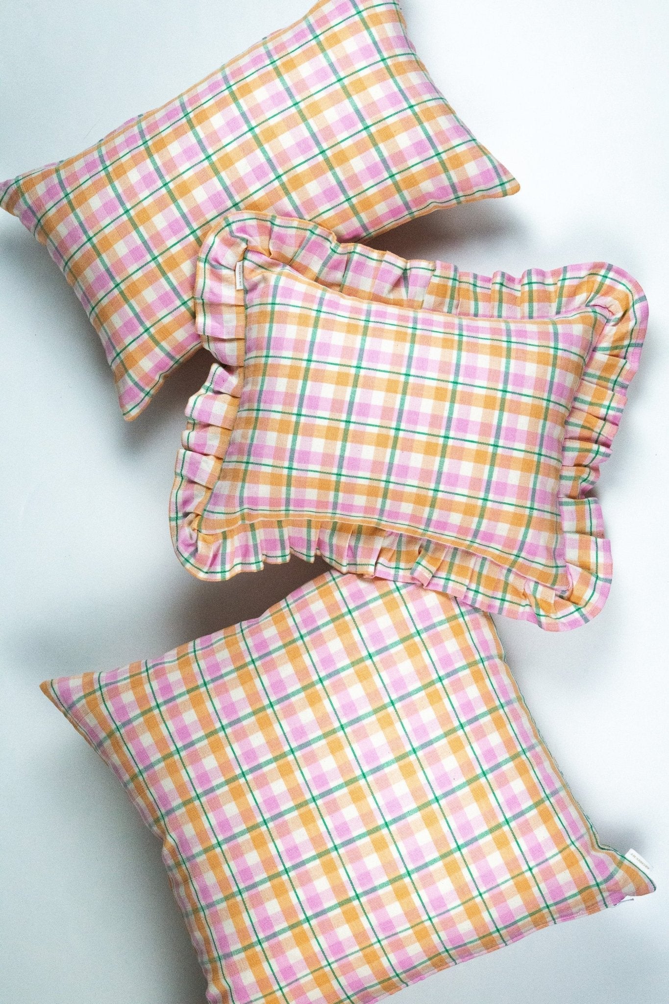 Marguerite Peach Plaid Pillow