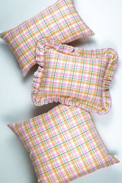 Marguerite Peach Plaid Pillow