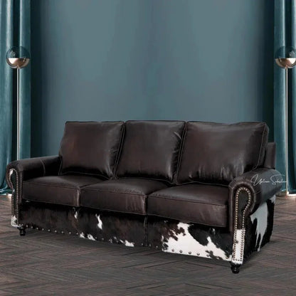 Marshal Two Tone Dark Brown Leather Sofa