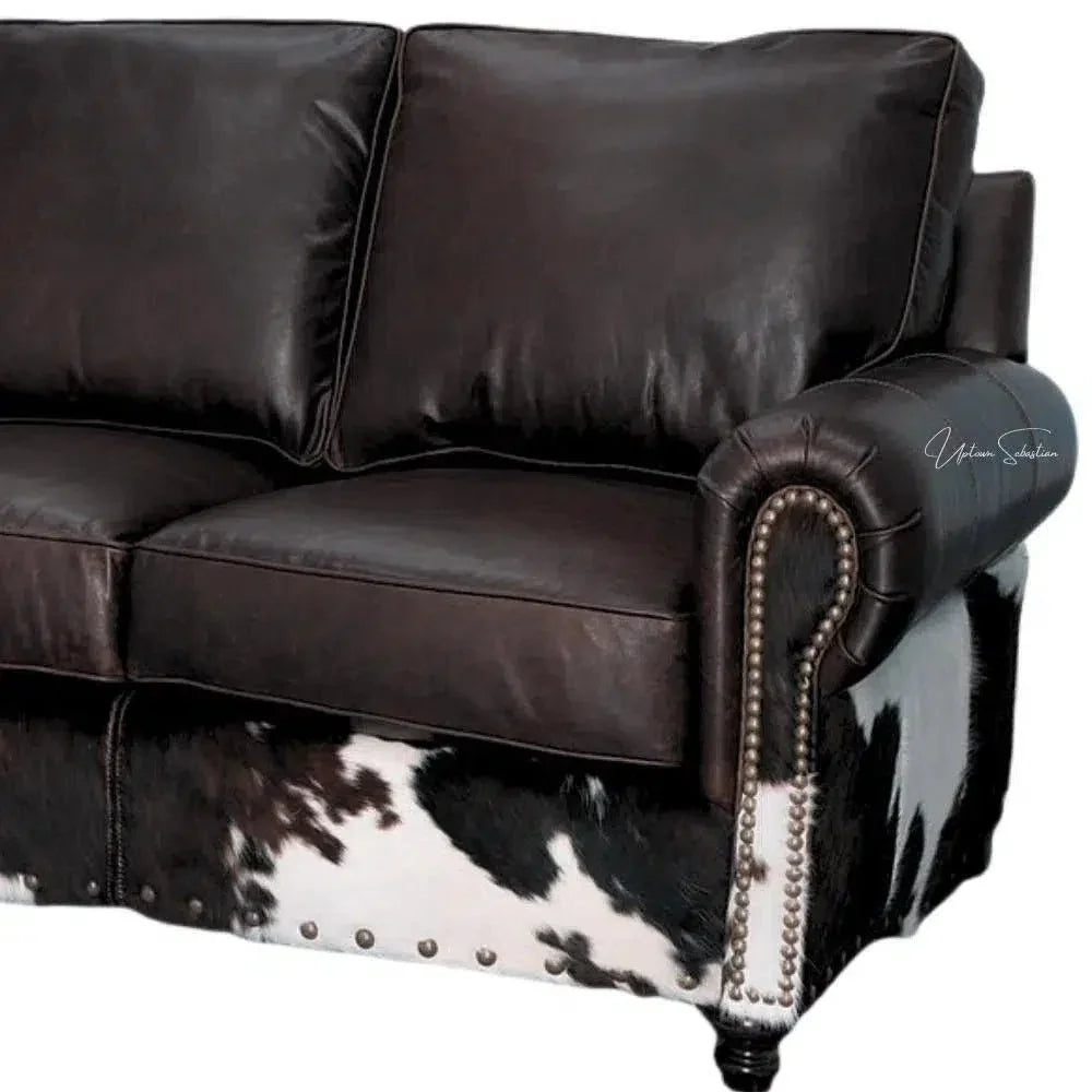 Marshal Two Tone Dark Brown Leather Sofa