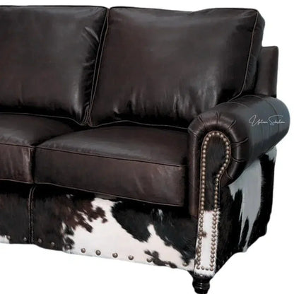Marshal Two Tone Dark Brown Leather Sofa