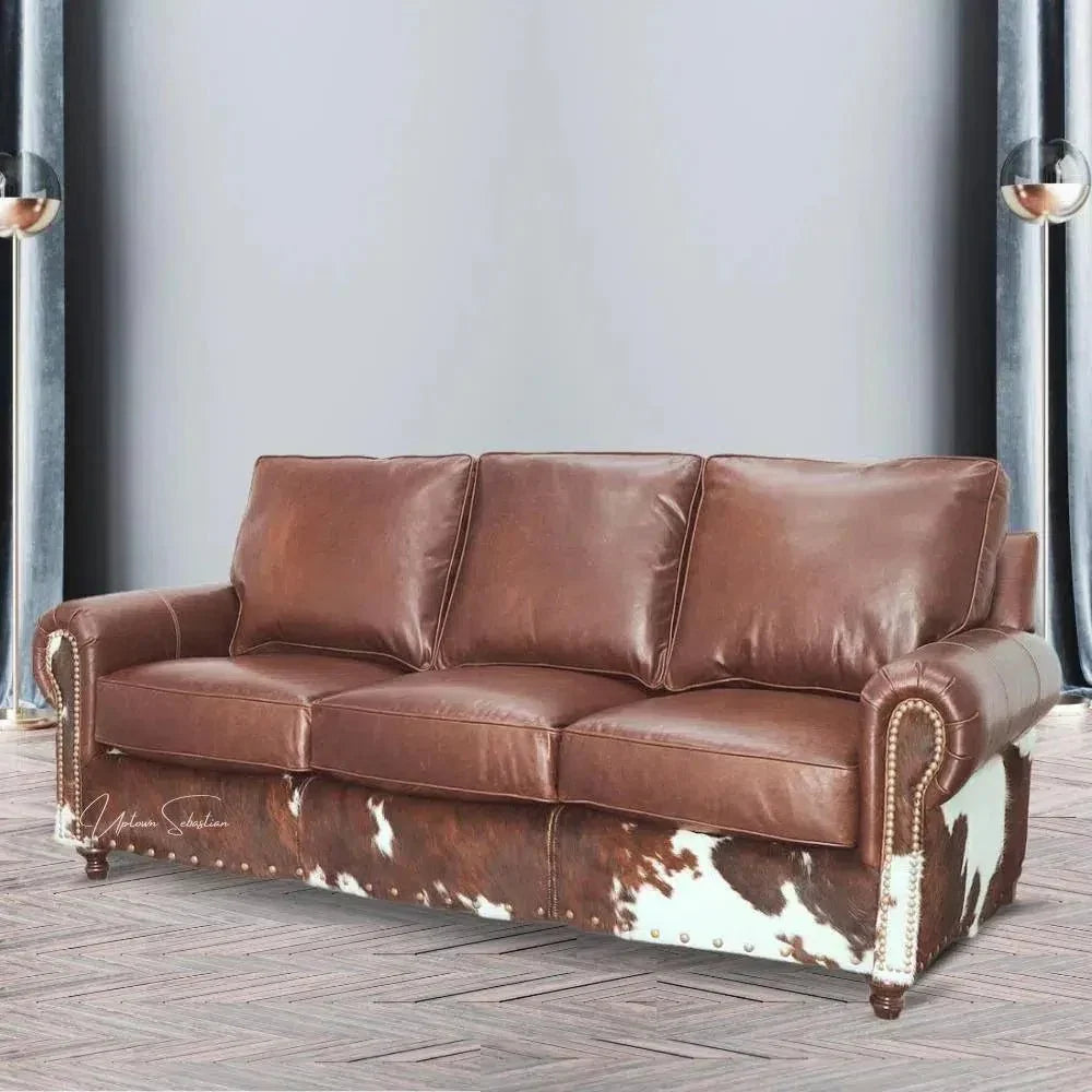 Marshal Western Caramel Leather Sofa