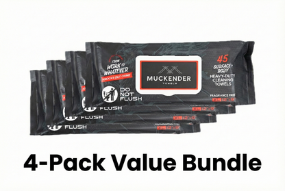 Muckender Towels - 4-Pack Value Bundle, Skin Safe, Unscented (180 ct)