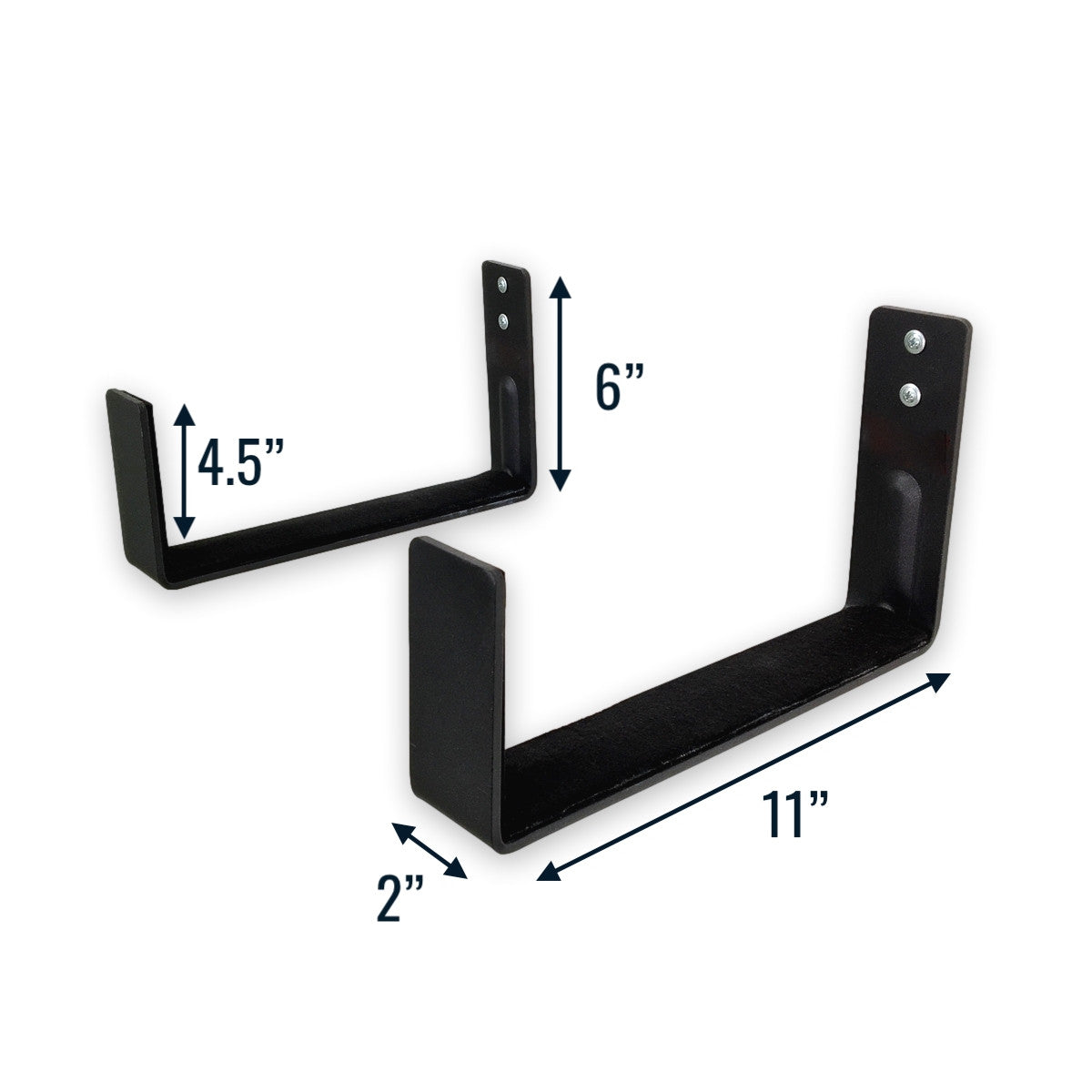 11" x 6" Minimalist Wall Hooks | Large | 2-Pack | Holds 50 lbs