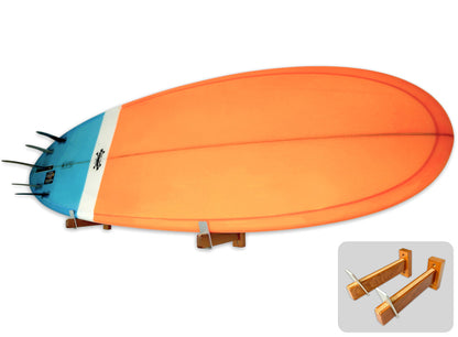 Solid Oak Surfboard Display | Minimalist Wood Rack | Holds 20 lbs