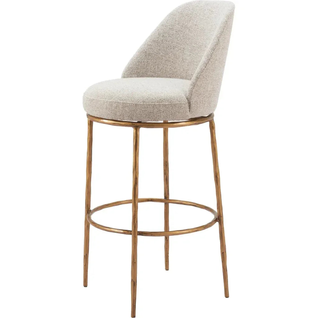 Nordhavn White Fabric Swivel Barstool
