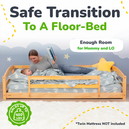 Twin Montessori Floor Bed with Safety Guardrails