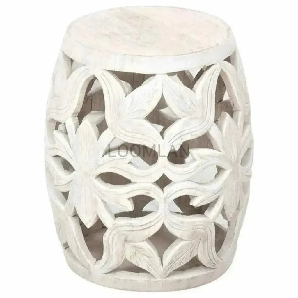 Olvenne White Round Drum Side Table