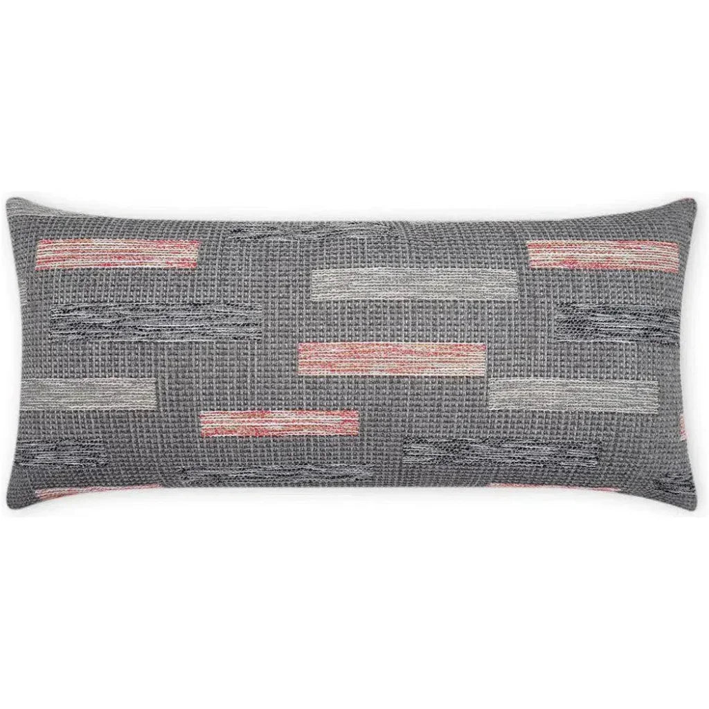 Outdoor Blockweave Lumbar Pillow - Coral