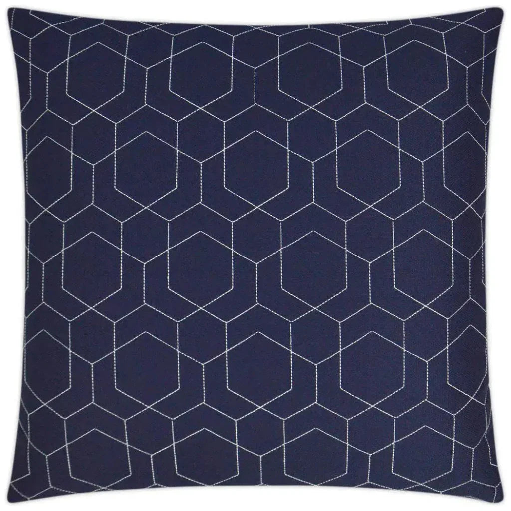 Outdoor Hex Quilt Pillow - Navy