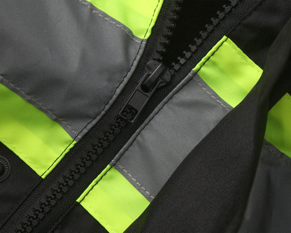 Kiwi High Visibility 3-in-1 Hooded & Fleece Lined ANSI/ISEA 107-2020 Reflector Contrast Trimmed Water Resistant Black Safety Jacket [71600]