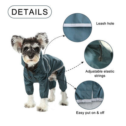 Ultralight Full covered hooded waterproof dog jacket - Blue