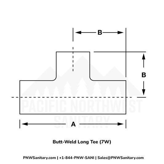 0.500" OD 16ga Long Tee Butt-Weld - (7W) - Polished OD/ID - 316L Stainless