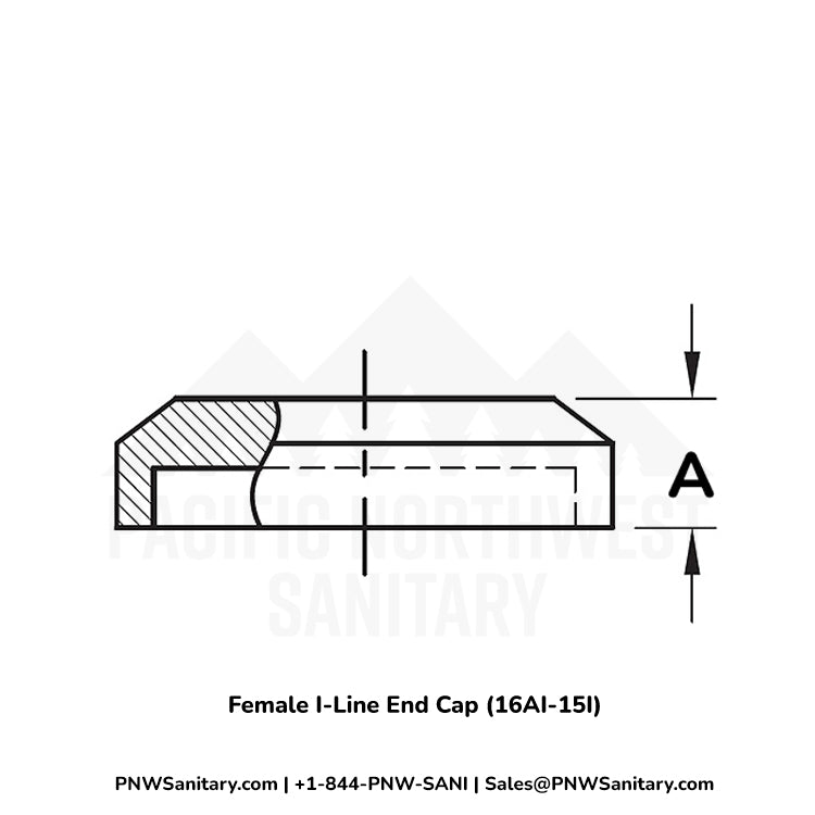 2.500" Female I-Line End Cap - (16AI-15I) - 316L Stainless