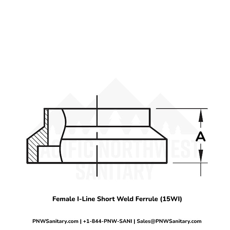 1.500" Female I-Line Short Weld Ferrule - (15WI) - 304 Stainless