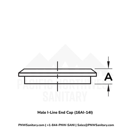 1.000" Male I-Line End Cap - (16AI-14I) - 316L Stainless