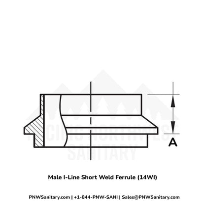 2.000" Male I-Line Short Weld Ferrule - (14WI) - 304 Stainless