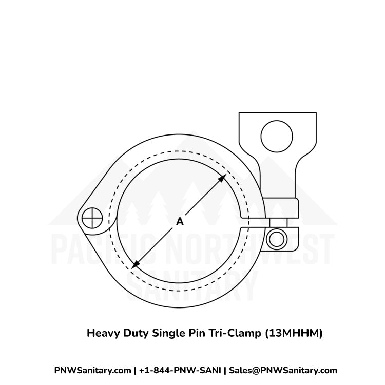 8.000" Heavy Duty Single Pin Clamp - (13MHHM) - 304 Stainless