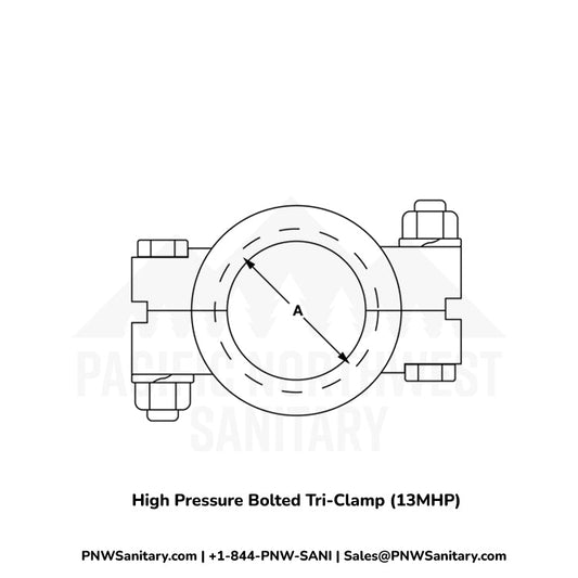 6.000" High Pressure Bolted Tri-Clamp - (13MHP) - 304 Stainless