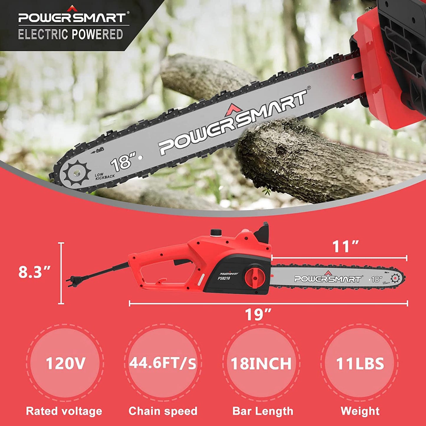 15Amp 18" Corded Chainsaw (Tool Only) PS8218