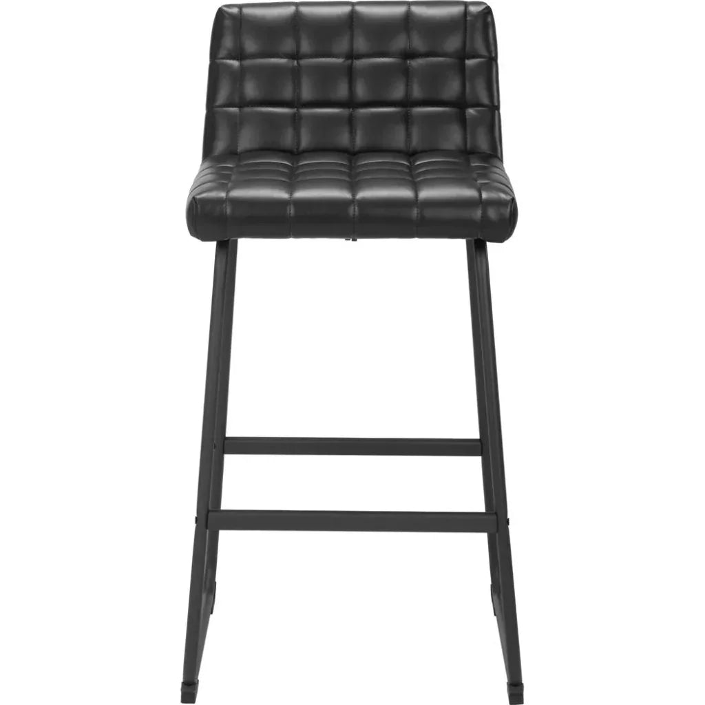 Pago Black Leather Barstool (Set of 2)