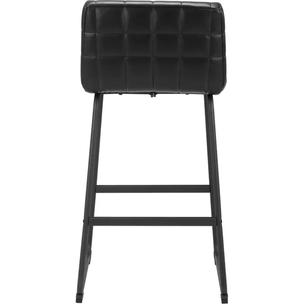Pago Black Leather Barstool (Set of 2)