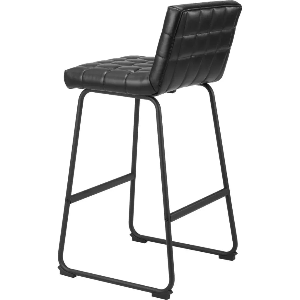 Pago Black Leather Barstool (Set of 2)