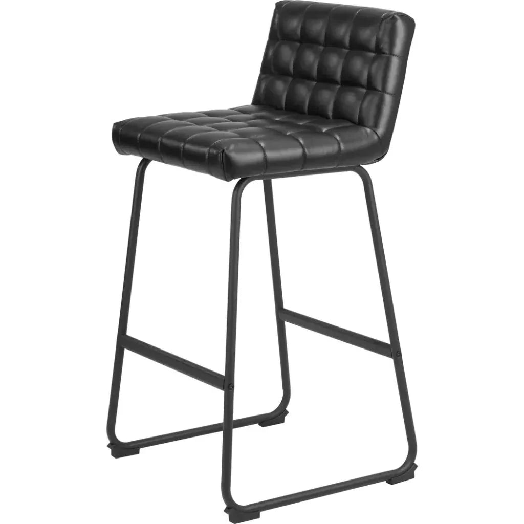 Pago Black Leather Barstool (Set of 2)