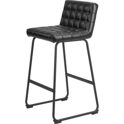 Pago Black Leather Barstool (Set of 2)