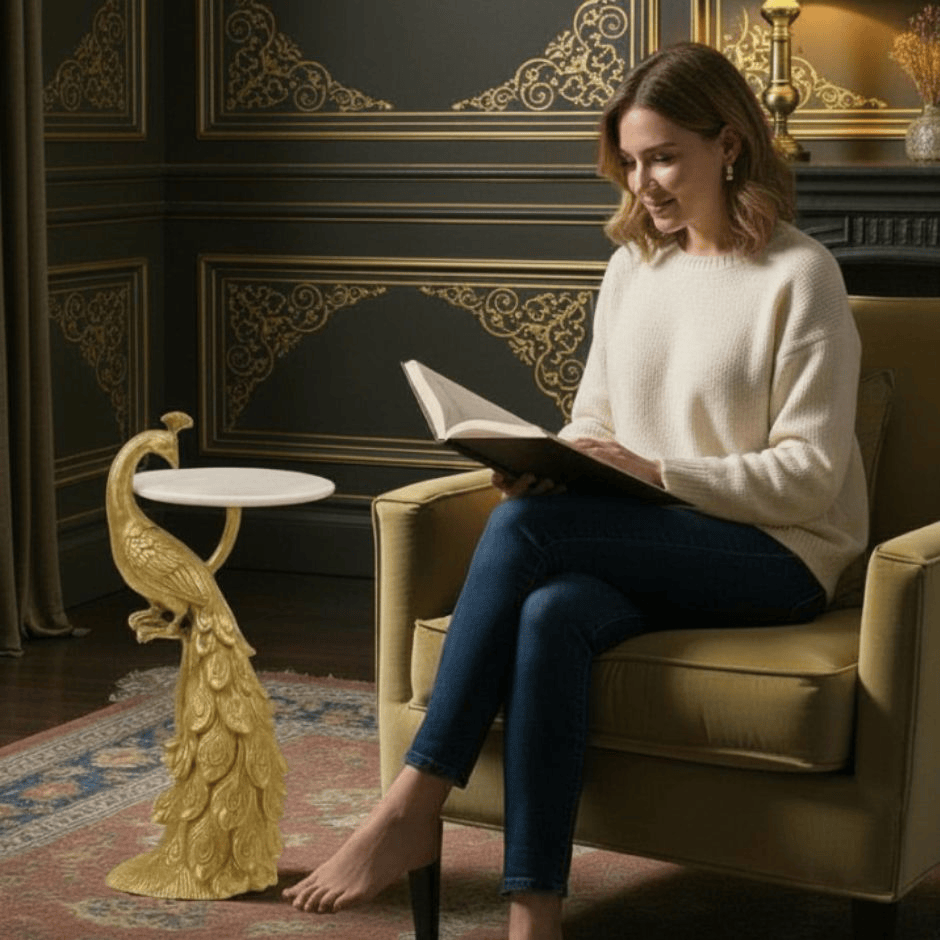 Peacock Round Accent Table