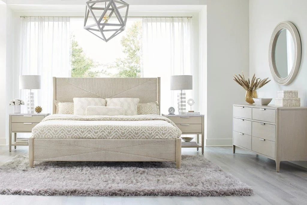 Pearl Six Drawer Dresser and Landscape Wood Mirror
