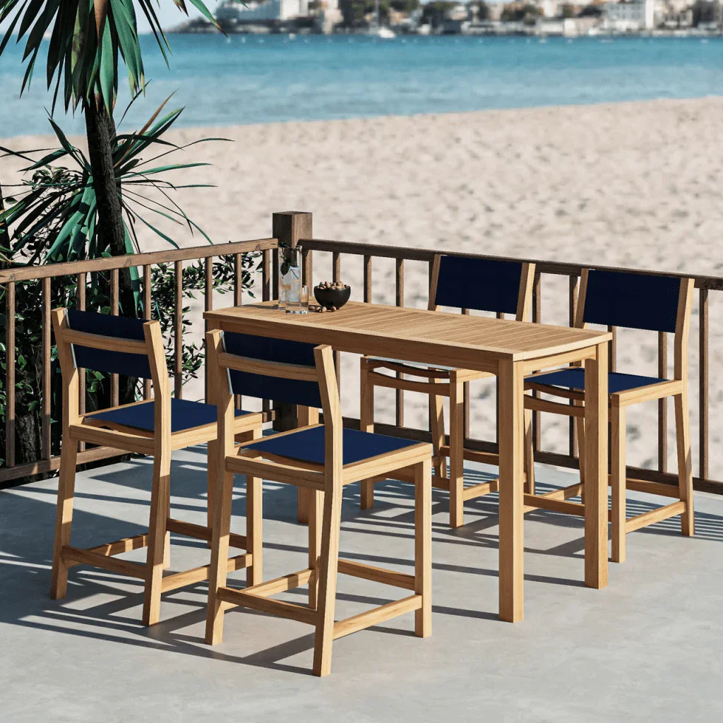 Pearl Teak Patio Counter Height Dining Set 5PC