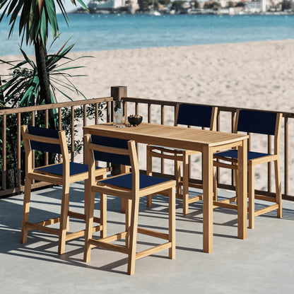 Pearl Teak Patio Counter Height Dining Set 5PC