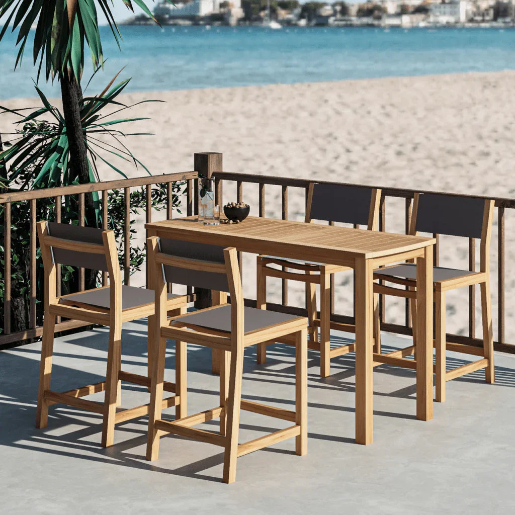 Pearl Teak Patio Counter Height Dining Set 5PC