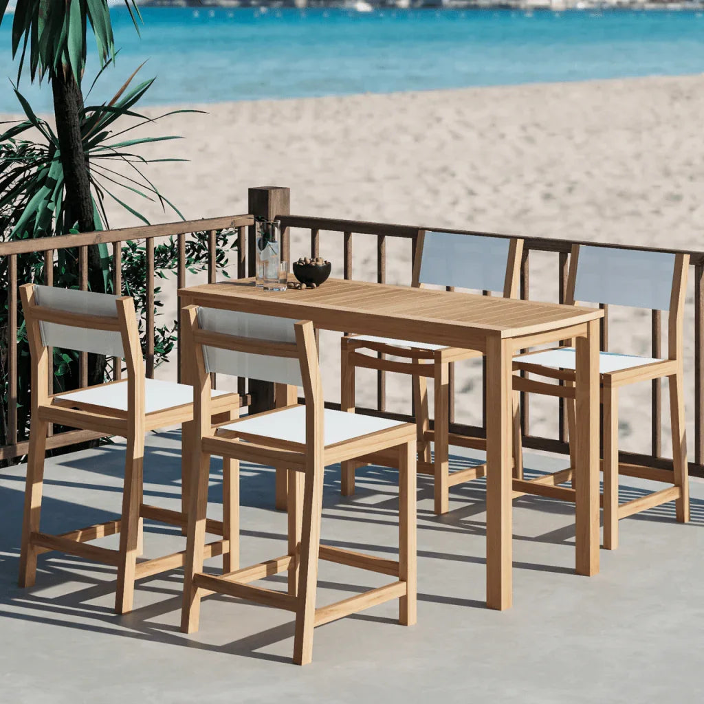 Pearl Teak Patio Counter Height Dining Set 5PC