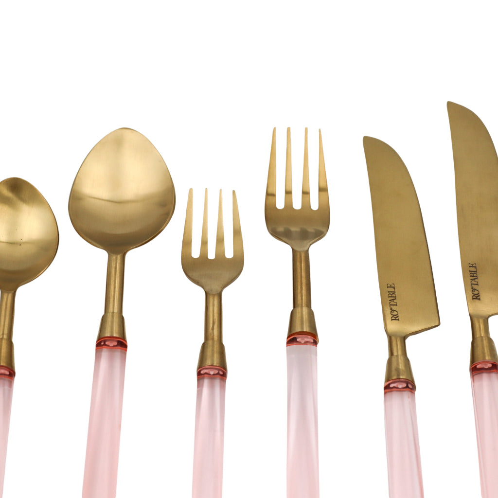 24pc Set Peony Blush Cutlery - 6 Piece - Set of 4