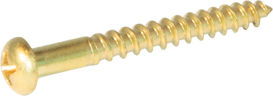 6 x 1 Phillips Round Wood Screw Brass