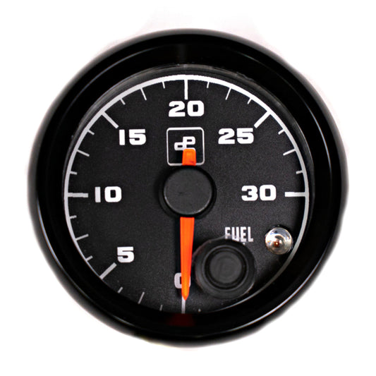 Power Driven Black 2-1/16" 30 psi Fuel Pressure Gauge with Warning