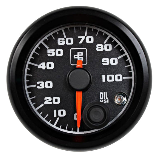 Power Driven Black 2-1/16" 100 psi Oil Pressure Gauge with Warning