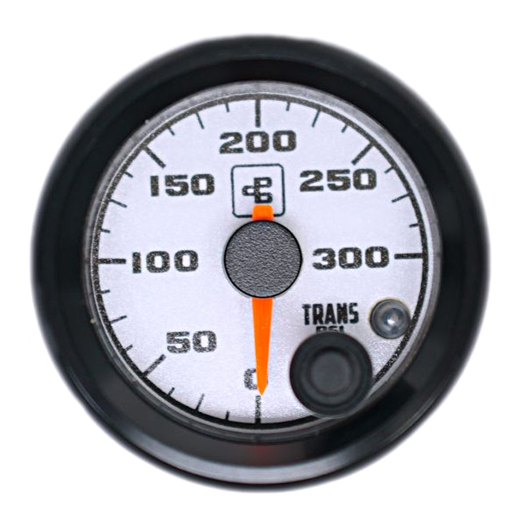 Power Driven White 2-1/16" 300 psi Transmission Line Pressure Gauge with Warning